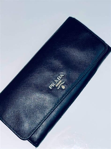 prada wallet brown leather|authentic prada wallet sale.